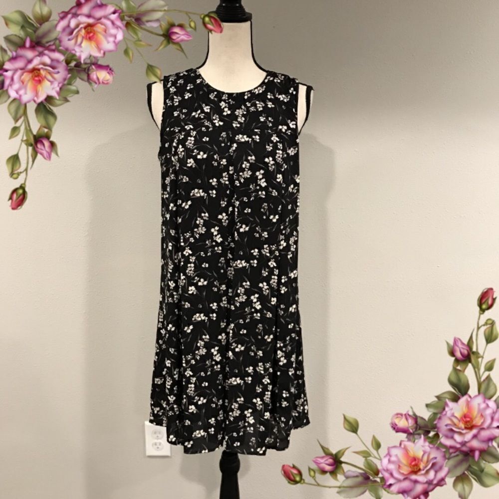 Floral sleeveless a-line scoop neck dress‎